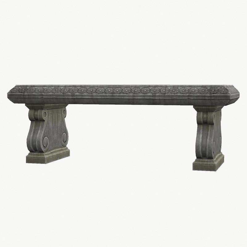 Stone Bench PBR Game Ready Low-poly 3D model_3