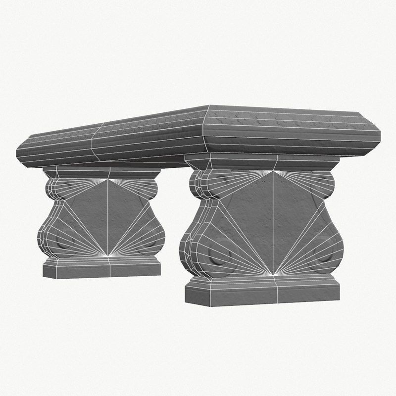 Stone Bench PBR Game Ready Low-poly 3D model_5