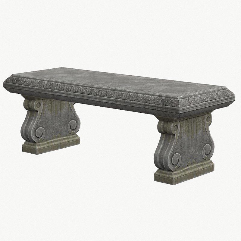 Stone Bench PBR Game Ready Low-poly 3D model_2