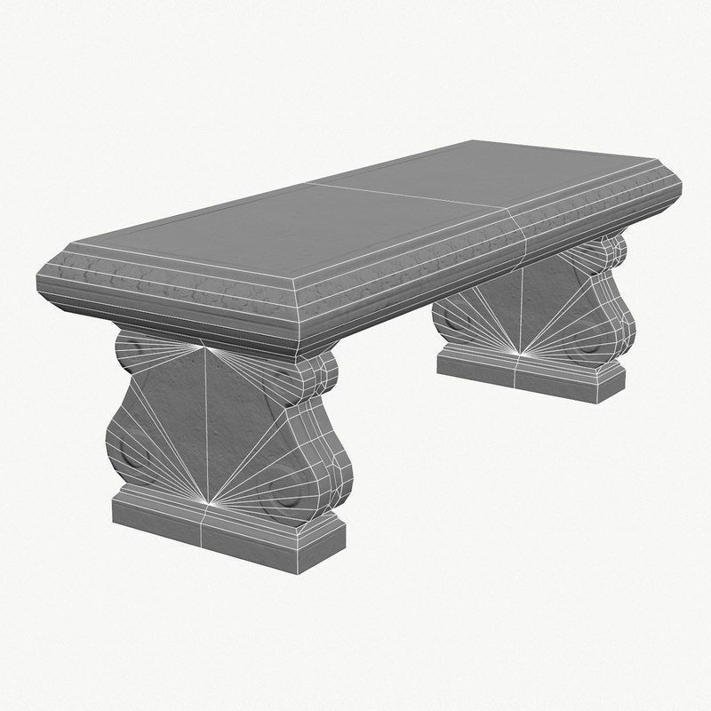 Stone Bench PBR Game Ready Low-poly 3D model_6