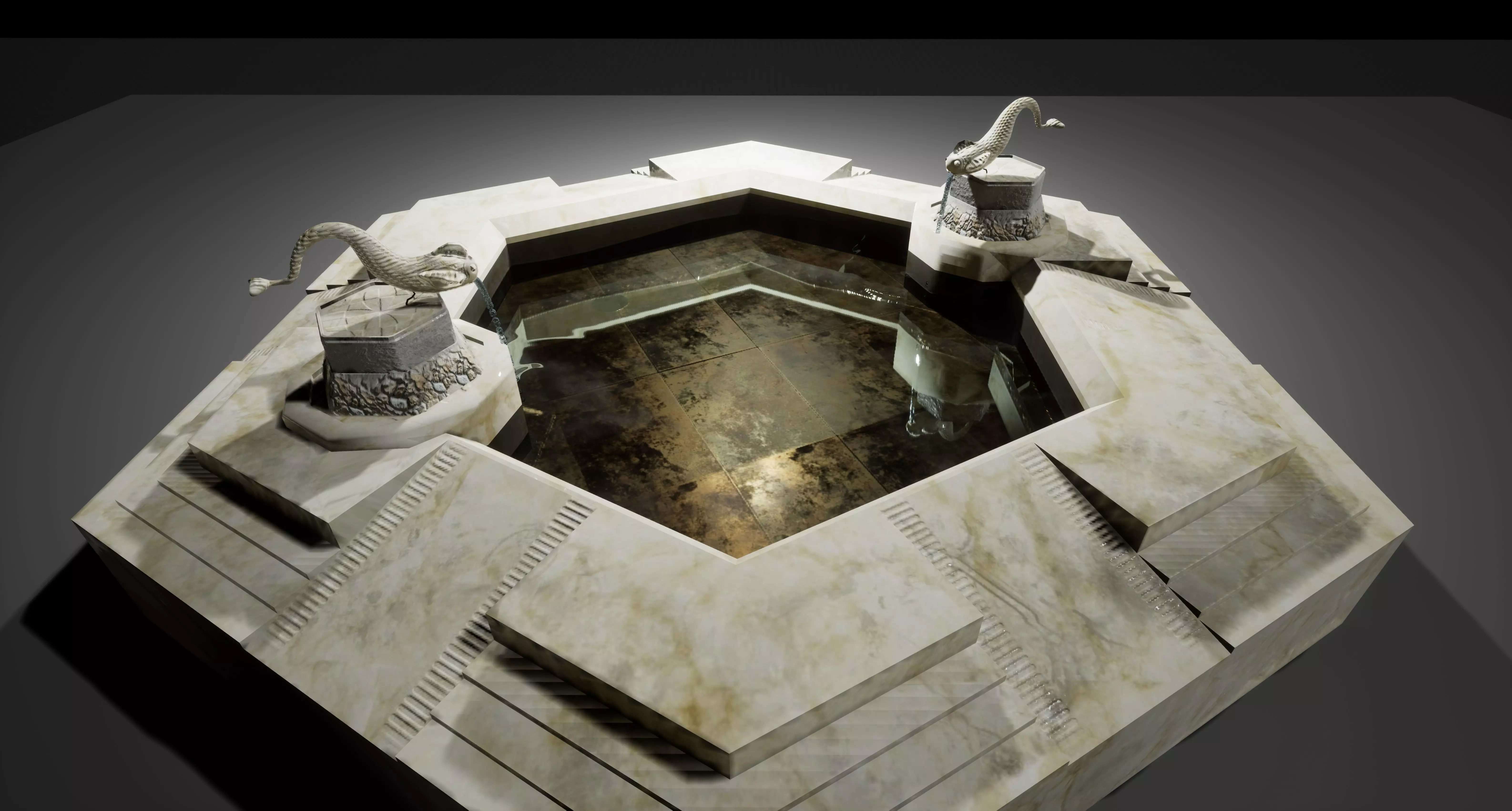 EB - Fishes fountain Low-poly 3D model_0