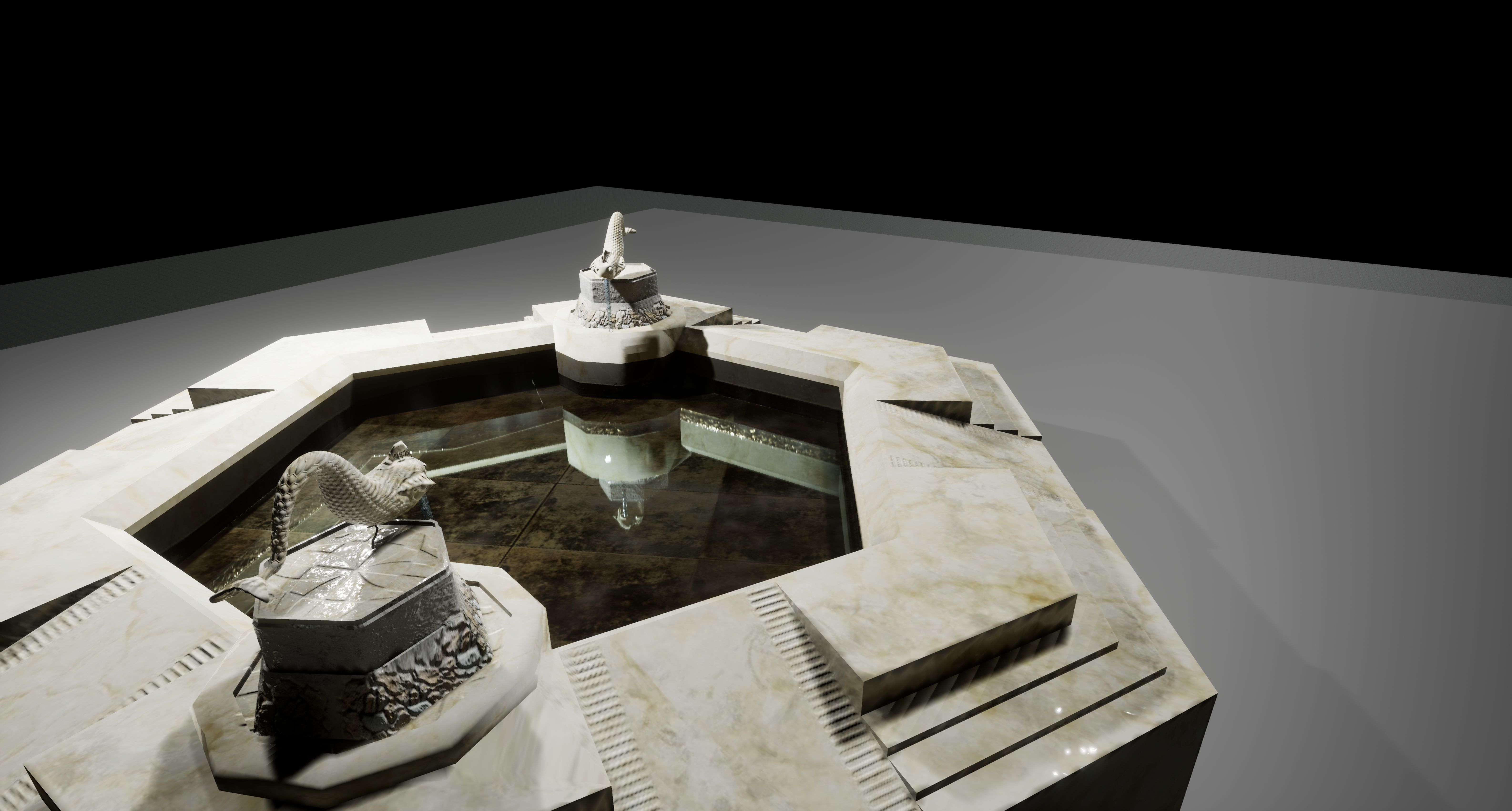 EB - Fishes fountain Low-poly 3D model_2
