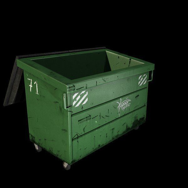 Low Poly Dumpster trash can Low-poly 3D model_1