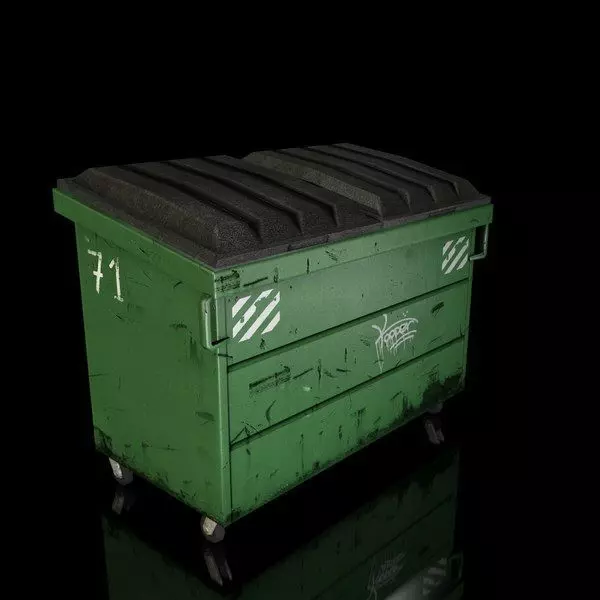 Low Poly Dumpster trash can Low-poly 3D model_0