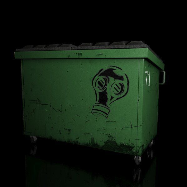 Low Poly Dumpster trash can Low-poly 3D model_2