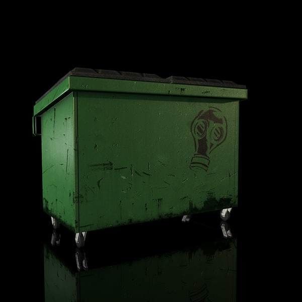 Low Poly Dumpster trash can Low-poly 3D model_3