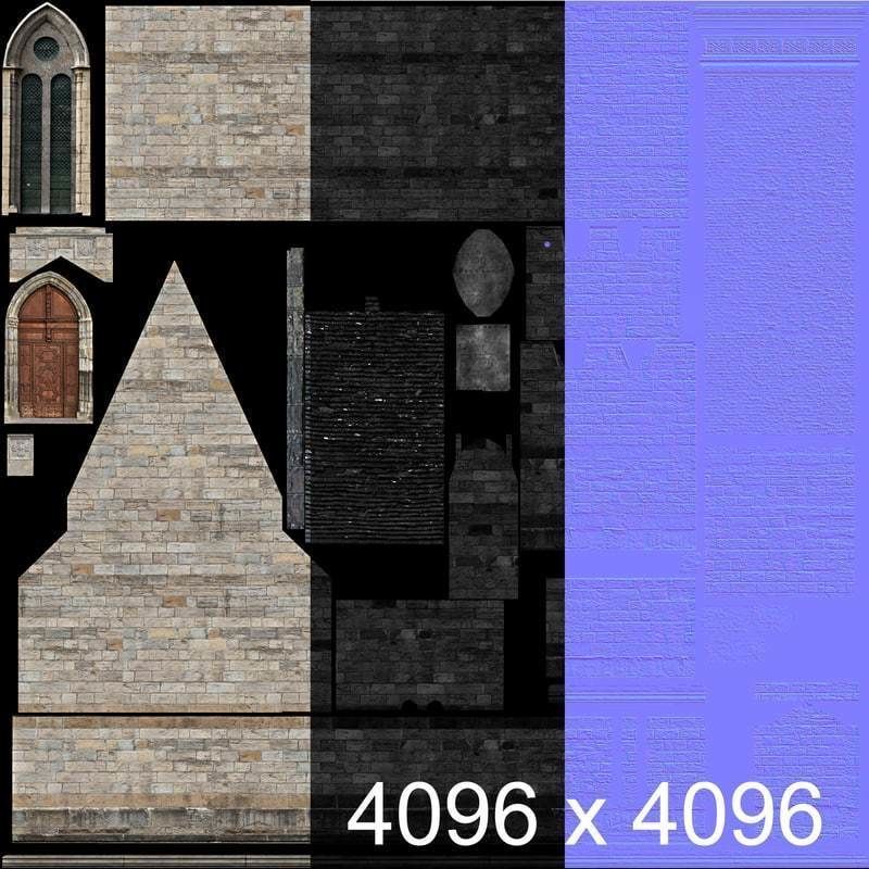 Church with cross on top Low-poly 3D model_11