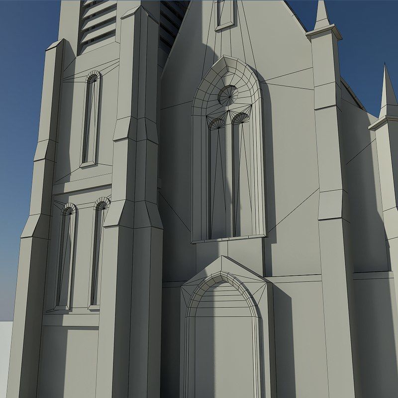 Church with cross on top Low-poly 3D model_9