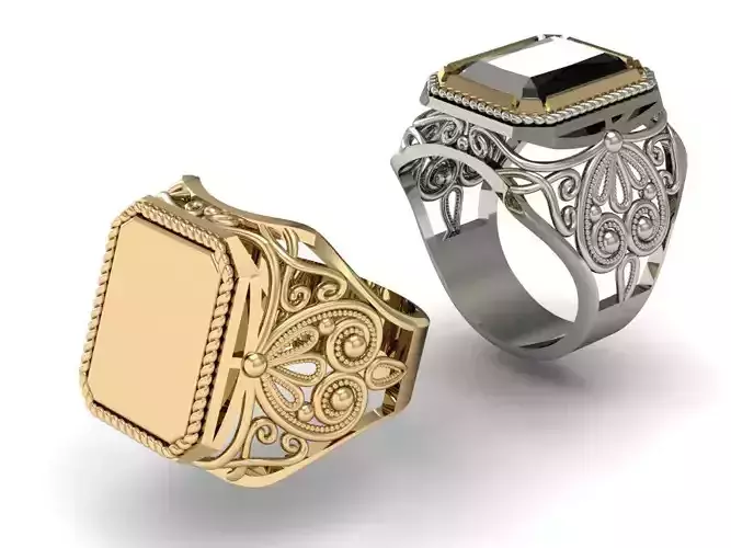 mens signet with filigree