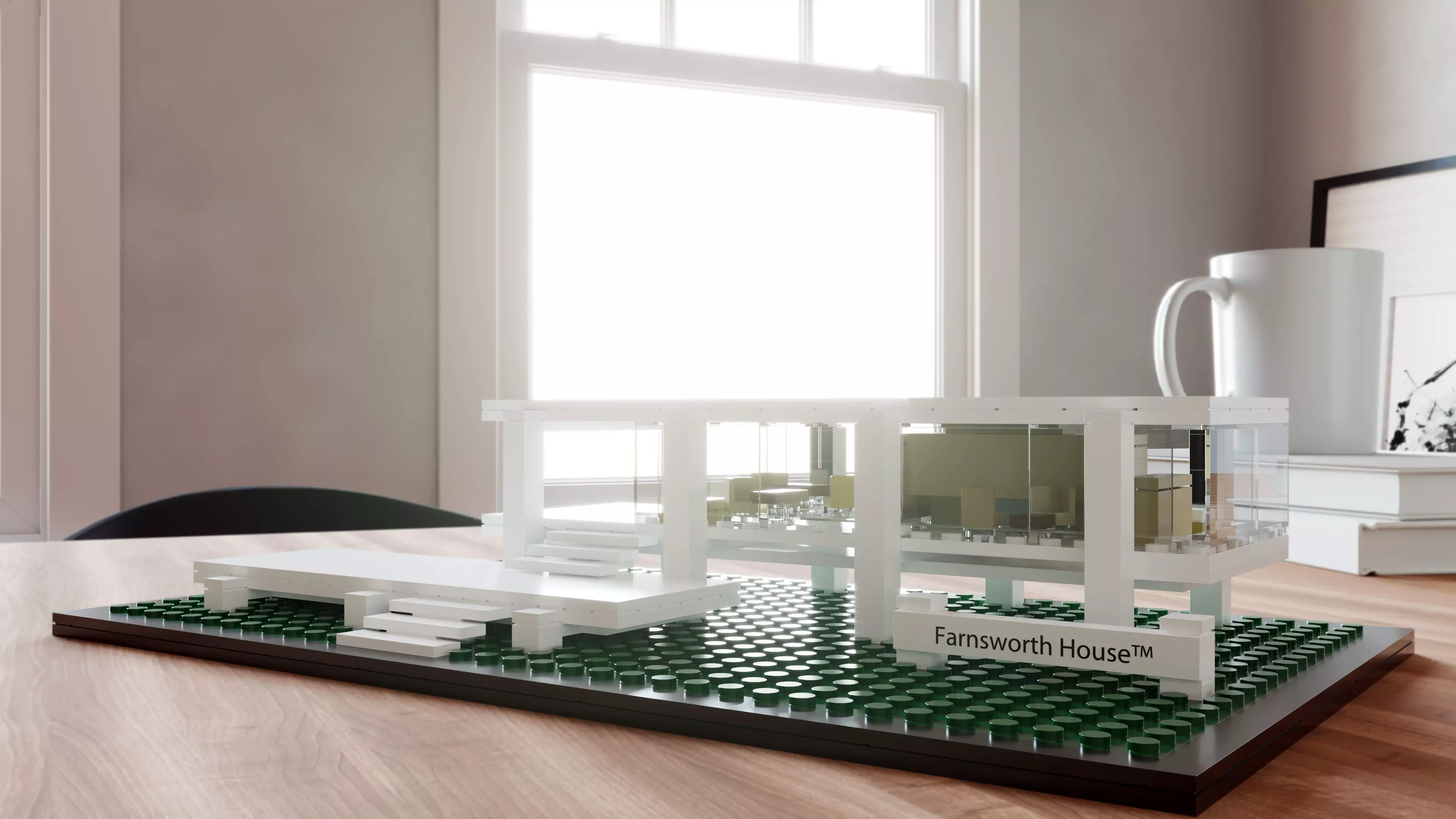 LEGO Farnsworth House by Mies Van Der Rohe 3D model_0