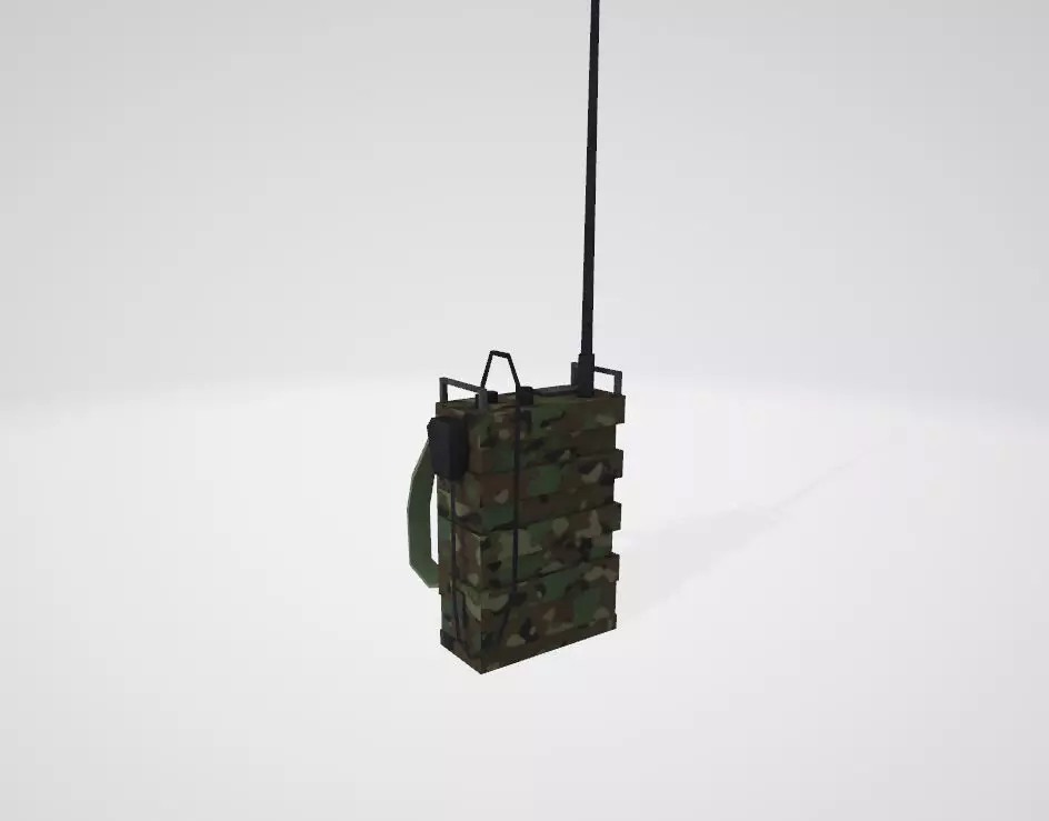 Military Radio Backpack Low-poly 3D model_0