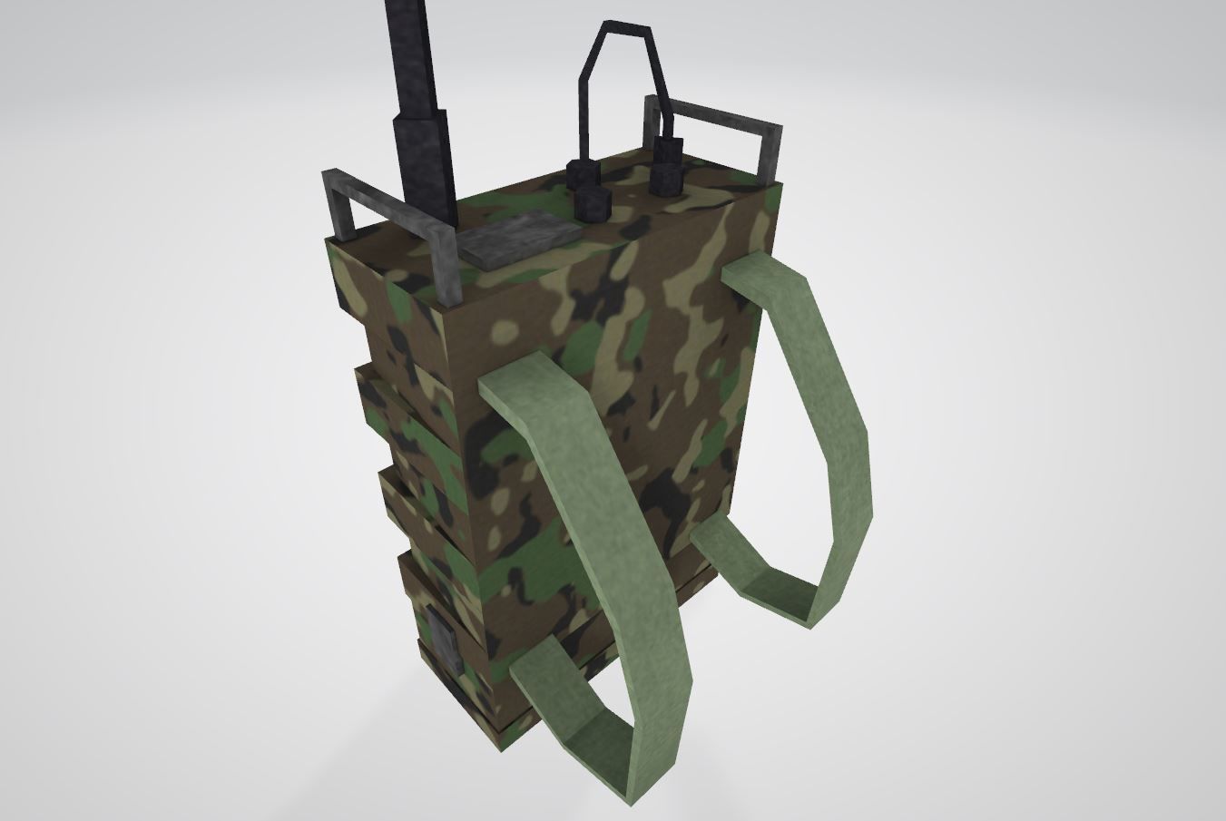 Military Radio Backpack Low-poly 3D model_1