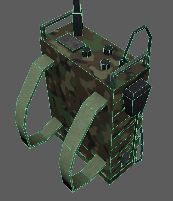 Military Radio Backpack Low-poly 3D model_4