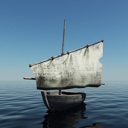 Old Sailing Boat Low-poly 3D model
