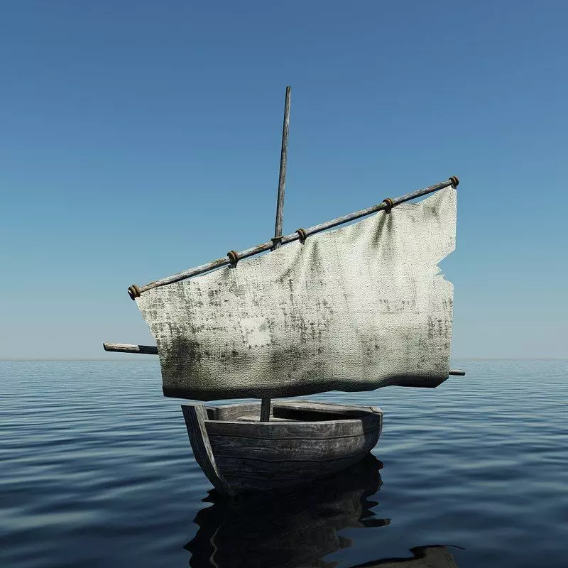 Old Sailing Boat Low-poly 3D model