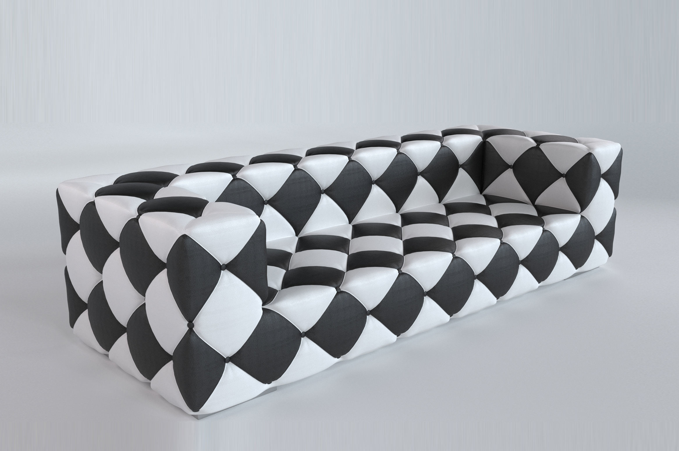 Sofa set 2 checkered 3D model_1
