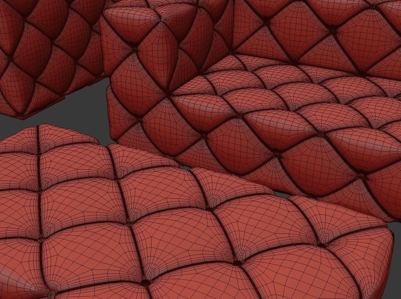 Sofa set 2 checkered 3D model_4