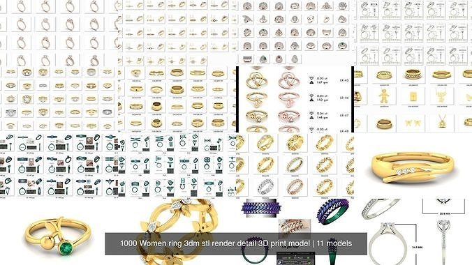 1000 Women ring 3dm stl render detail 3D print model 3D Model Collection