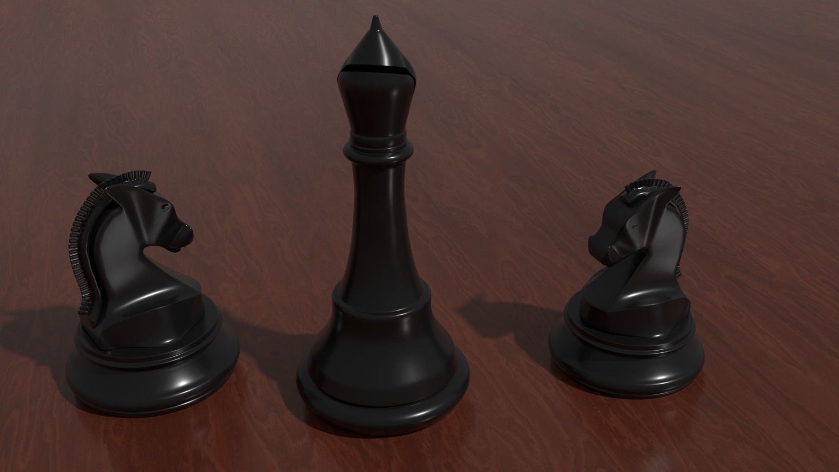 Chess Board with detailed Pieces Free 3D model_3