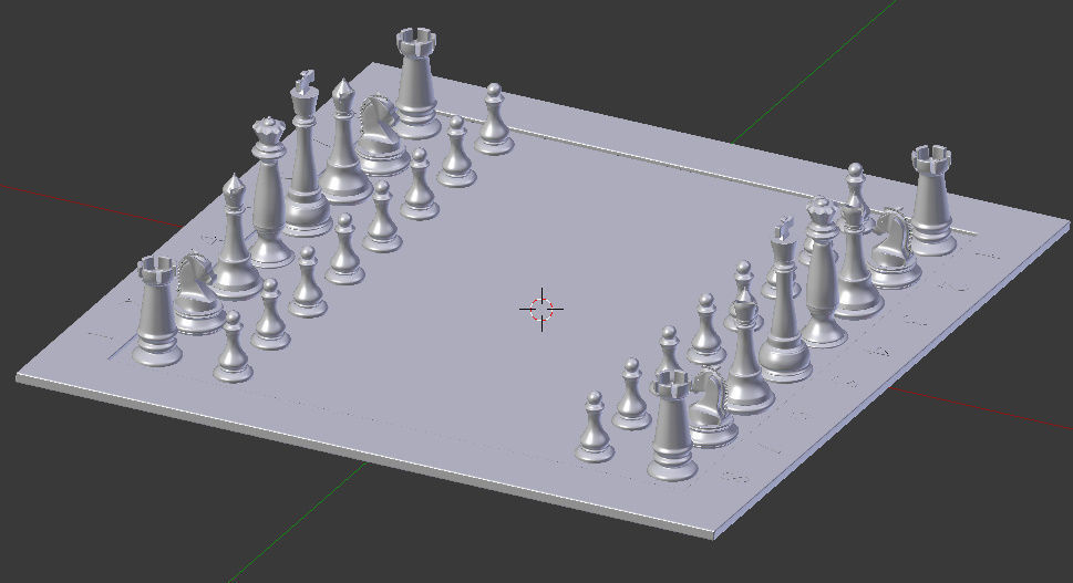 Chess Board with detailed Pieces Free 3D model_8