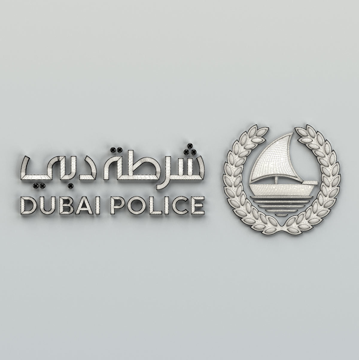 Dubai city Police emblem 3D model_11