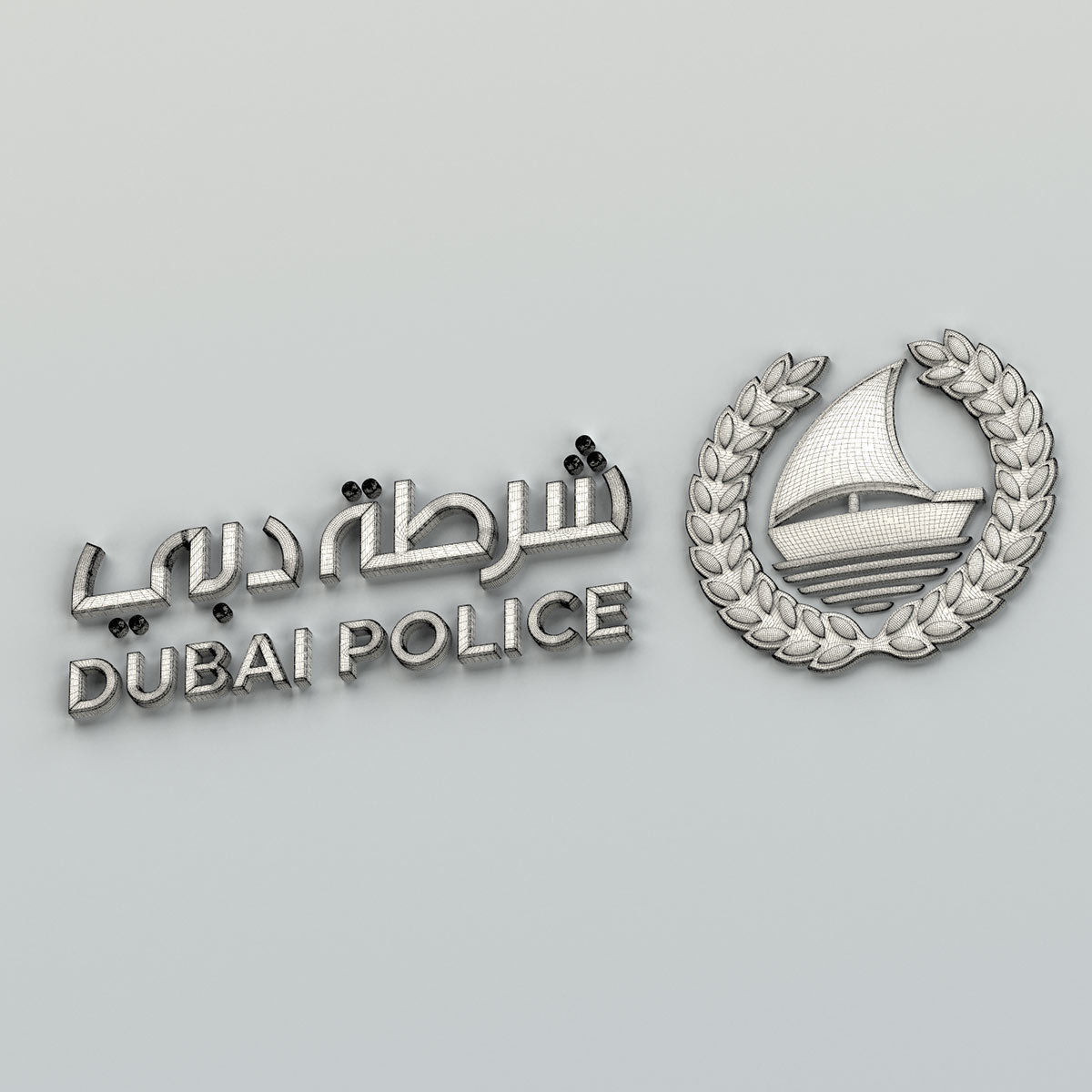 Dubai city Police emblem 3D model_15