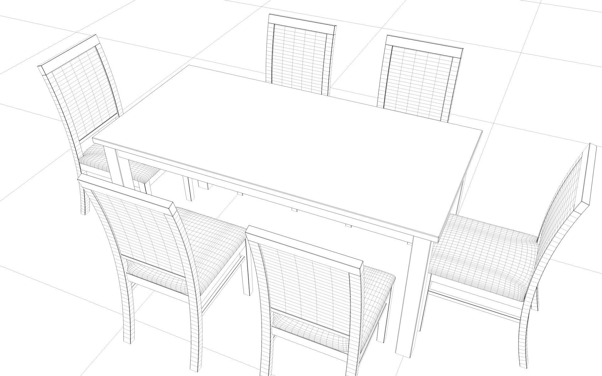 Wood table 3D model_8