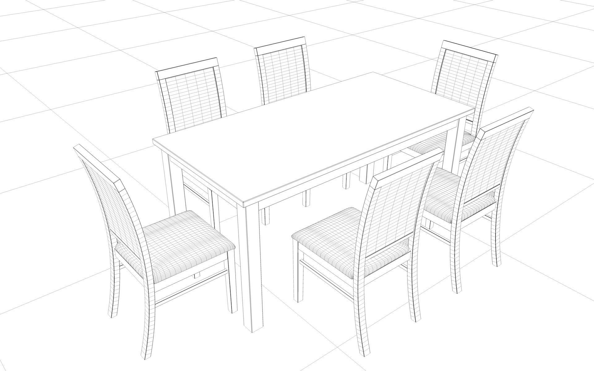 Wood table 3D model_7