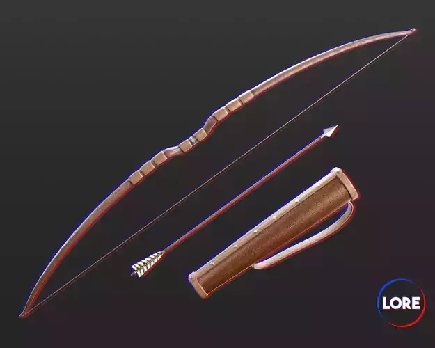 Medieval Common Weapon Bow and Arrow Low-poly 3D model