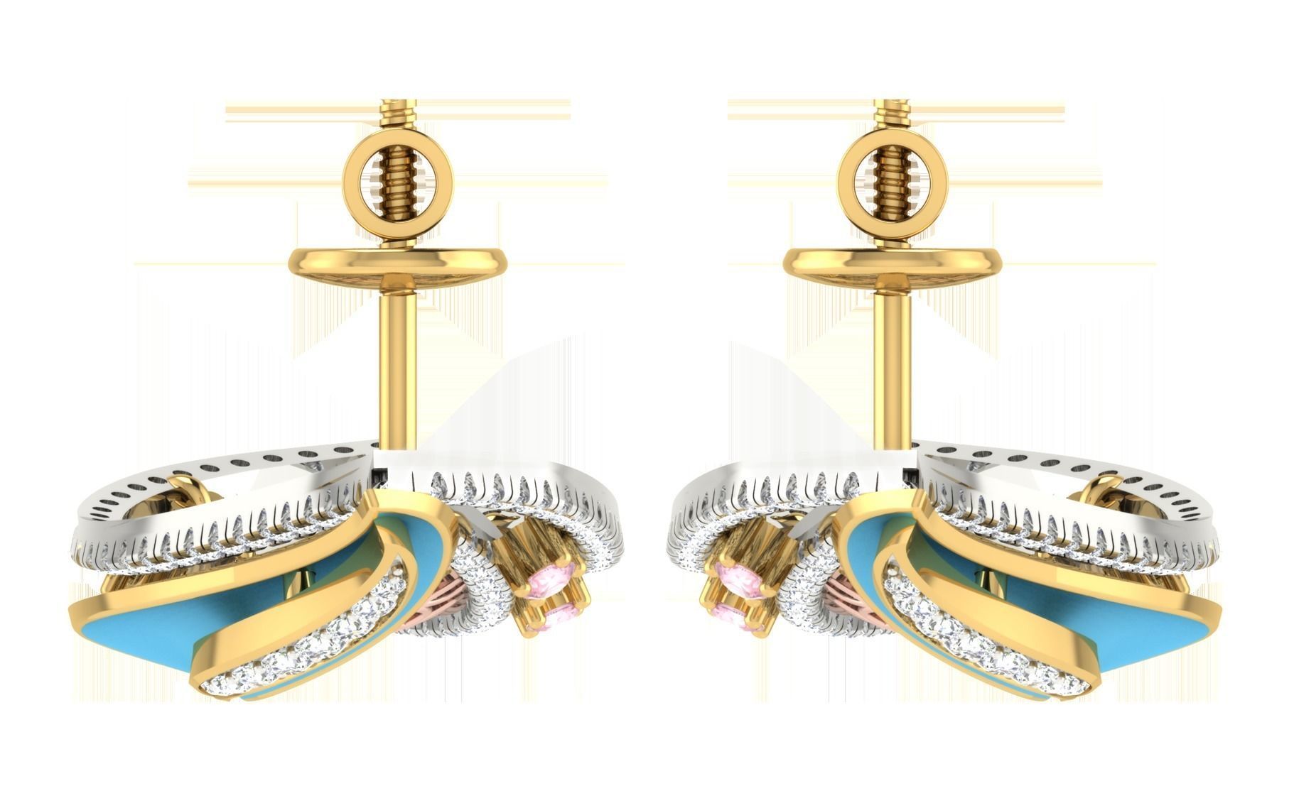 Women pendant earrings set 3dm stl render detail 3D print model 3D print model_8