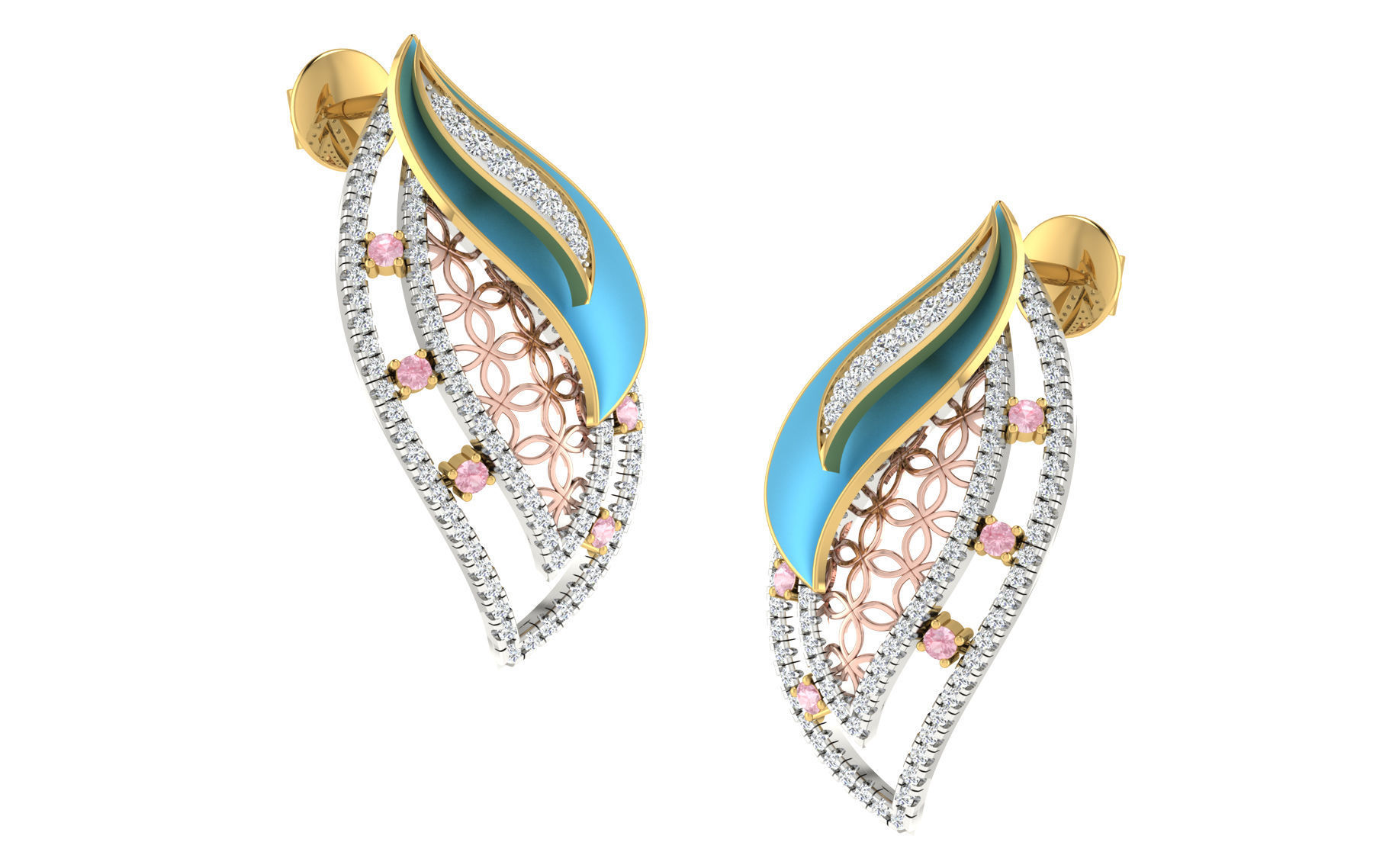 Women pendant earrings set 3dm stl render detail 3D print model 3D print model_1