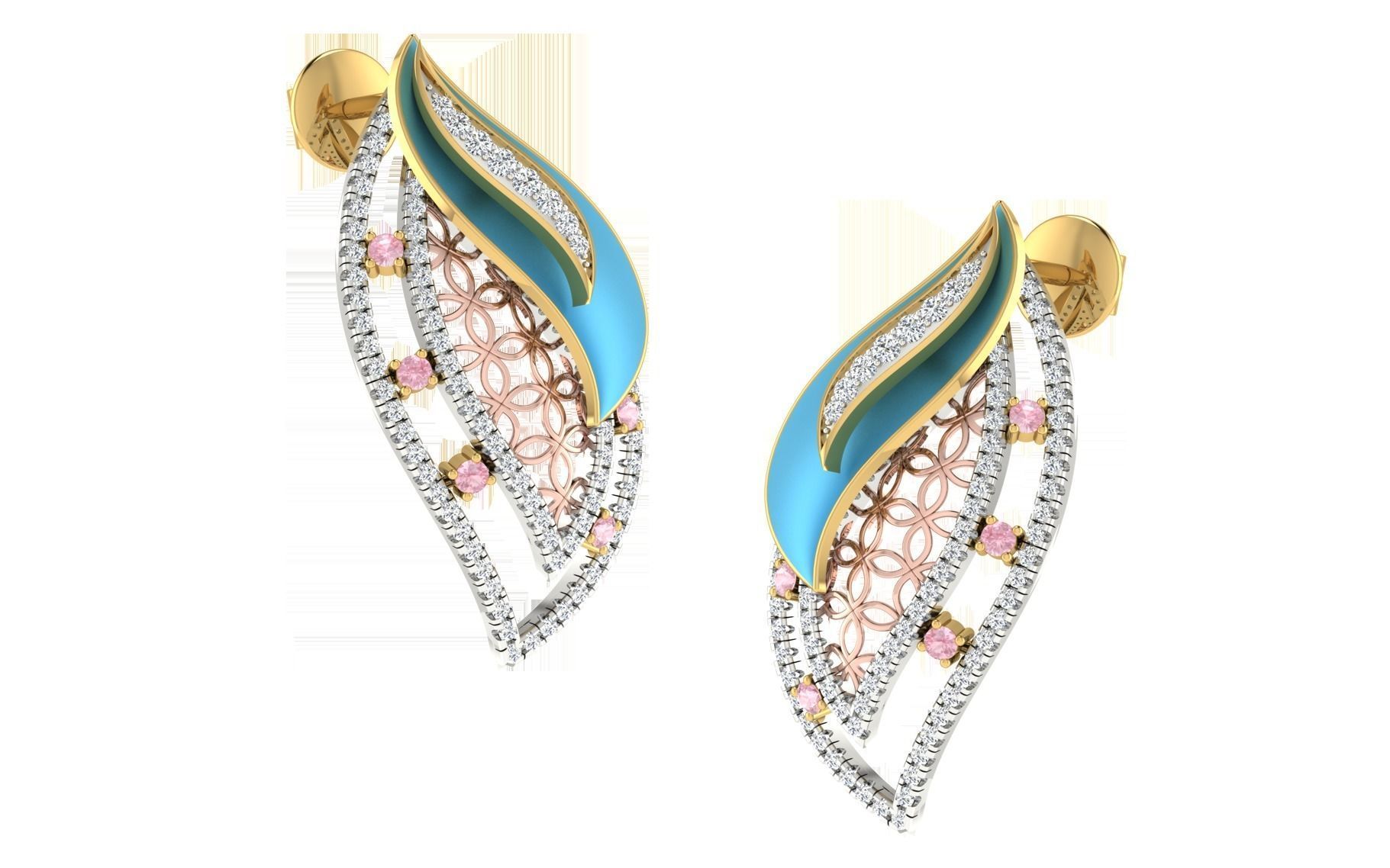 Women pendant earrings set 3dm stl render detail 3D print model 3D print model_2