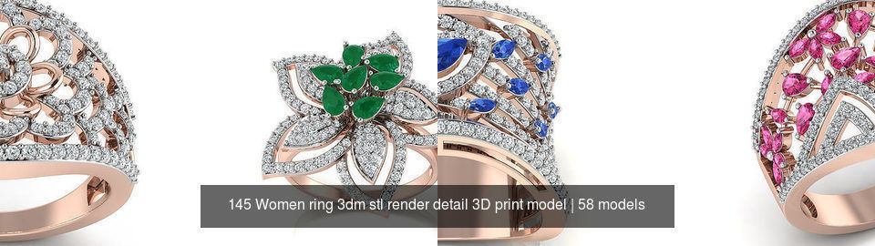 145 Women ring 3dm stl render detail 3D print model 3D Model Collection_4