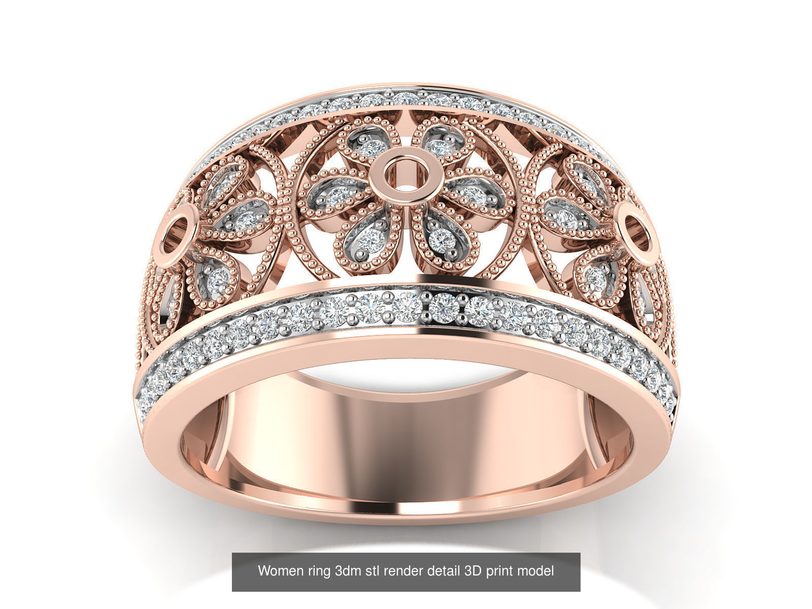 145 Women ring 3dm stl render detail 3D print model 3D Model Collection_40