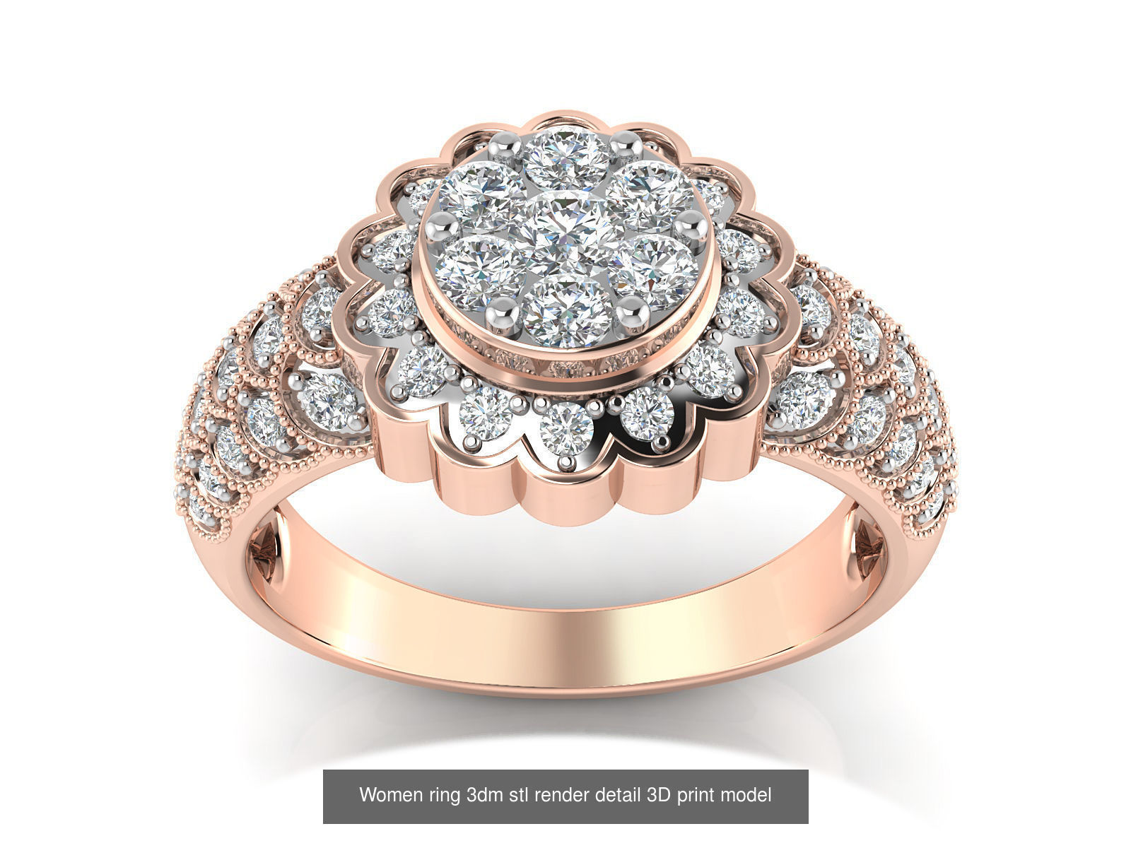 145 Women ring 3dm stl render detail 3D print model 3D Model Collection_51