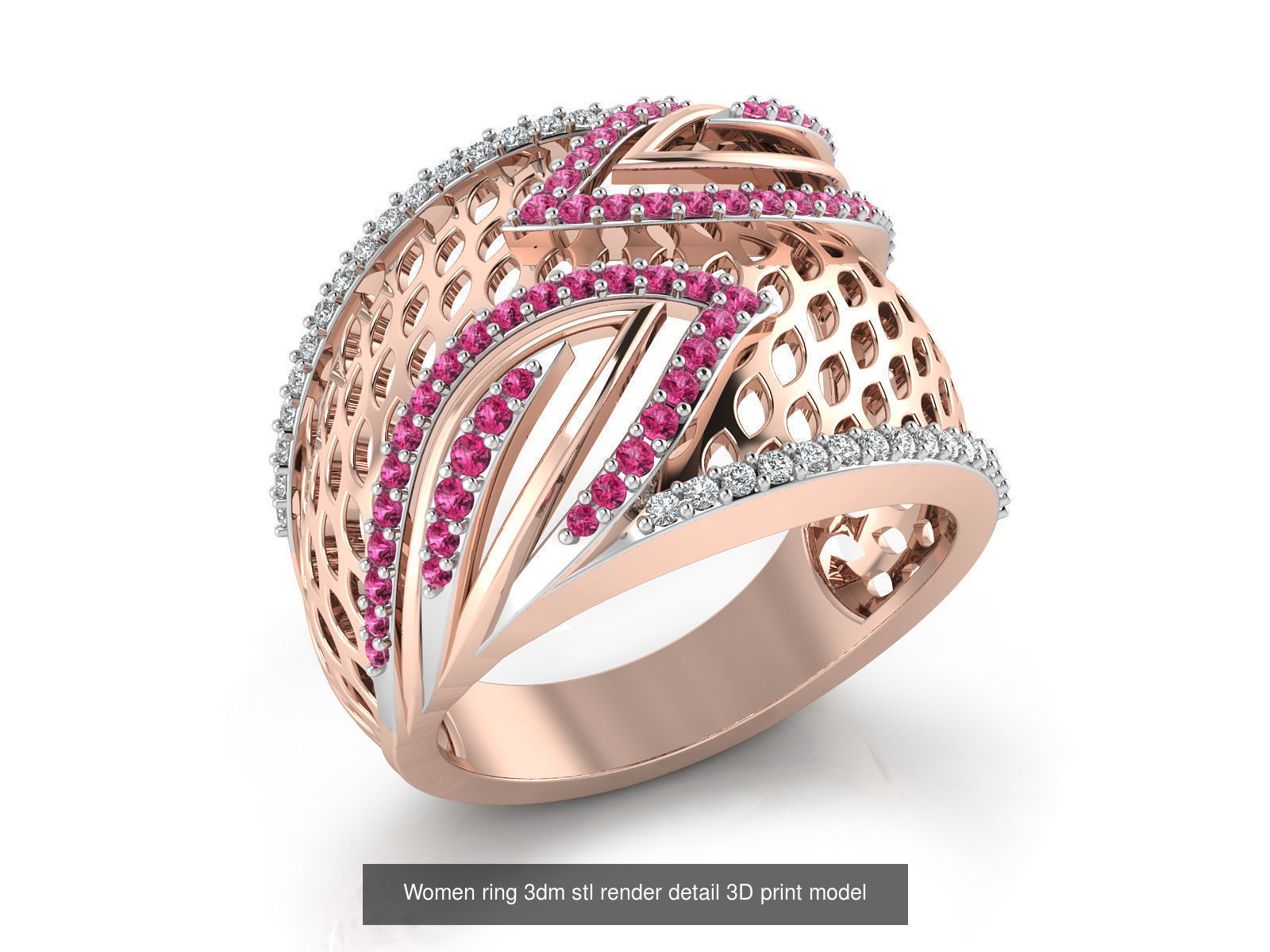 145 Women ring 3dm stl render detail 3D print model 3D Model Collection_55