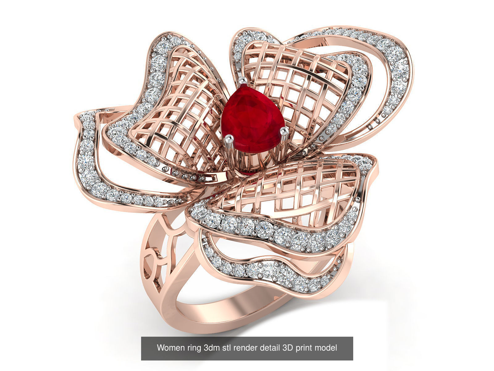 145 Women ring 3dm stl render detail 3D print model 3D Model Collection_14