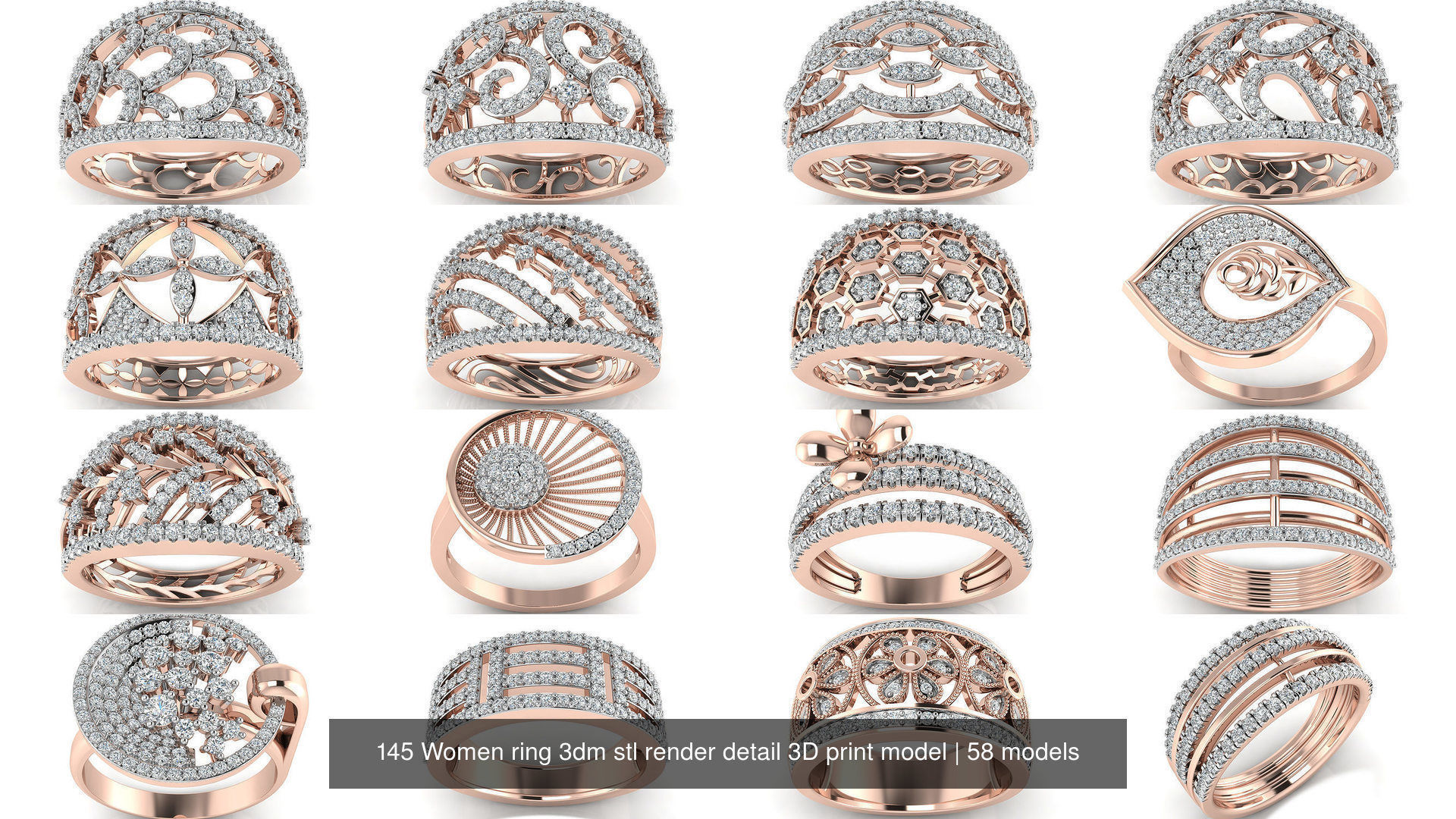 145 Women ring 3dm stl render detail 3D print model 3D Model Collection_1