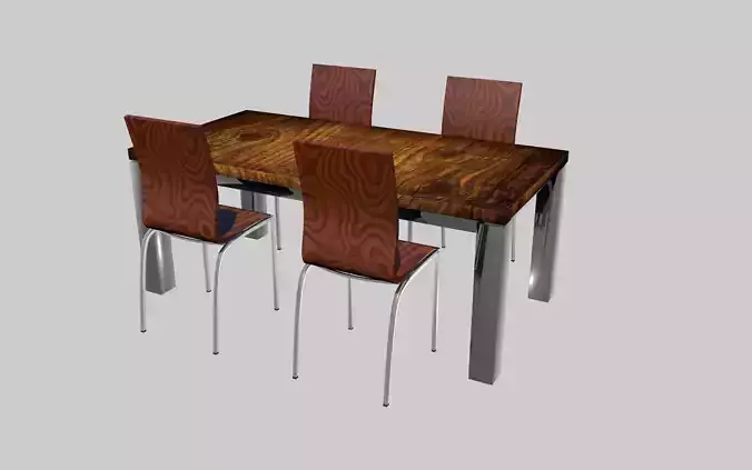 Wood table 3D model