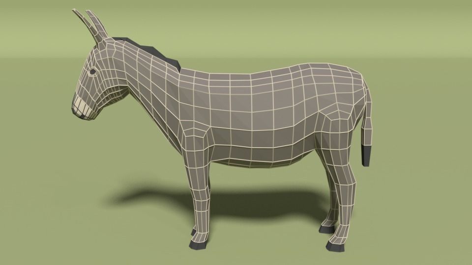 Low Poly Cartoon Donkey Low-poly 3D model_7