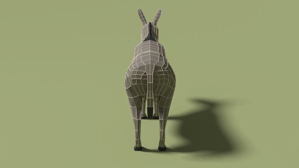 Low Poly Cartoon Donkey Low-poly 3D model_9
