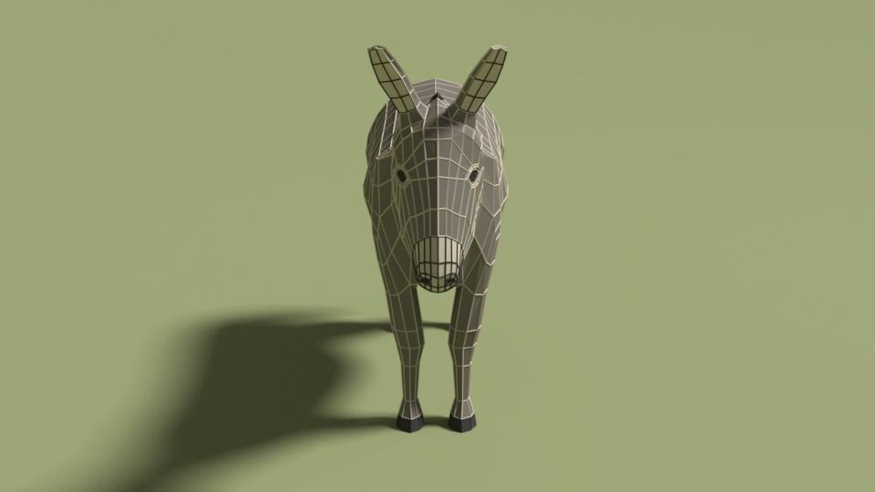Low Poly Cartoon Donkey Low-poly 3D model_8