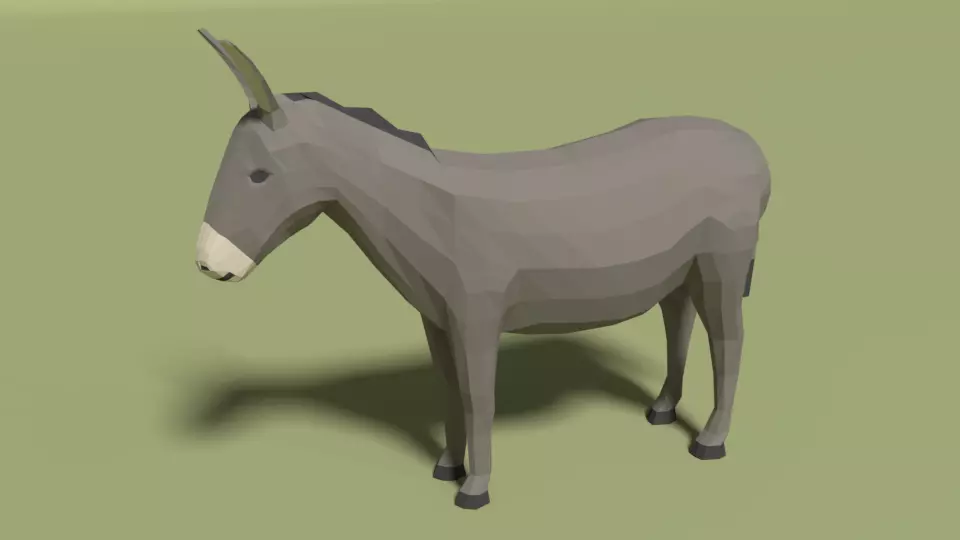Low Poly Cartoon Donkey Low-poly 3D model_0
