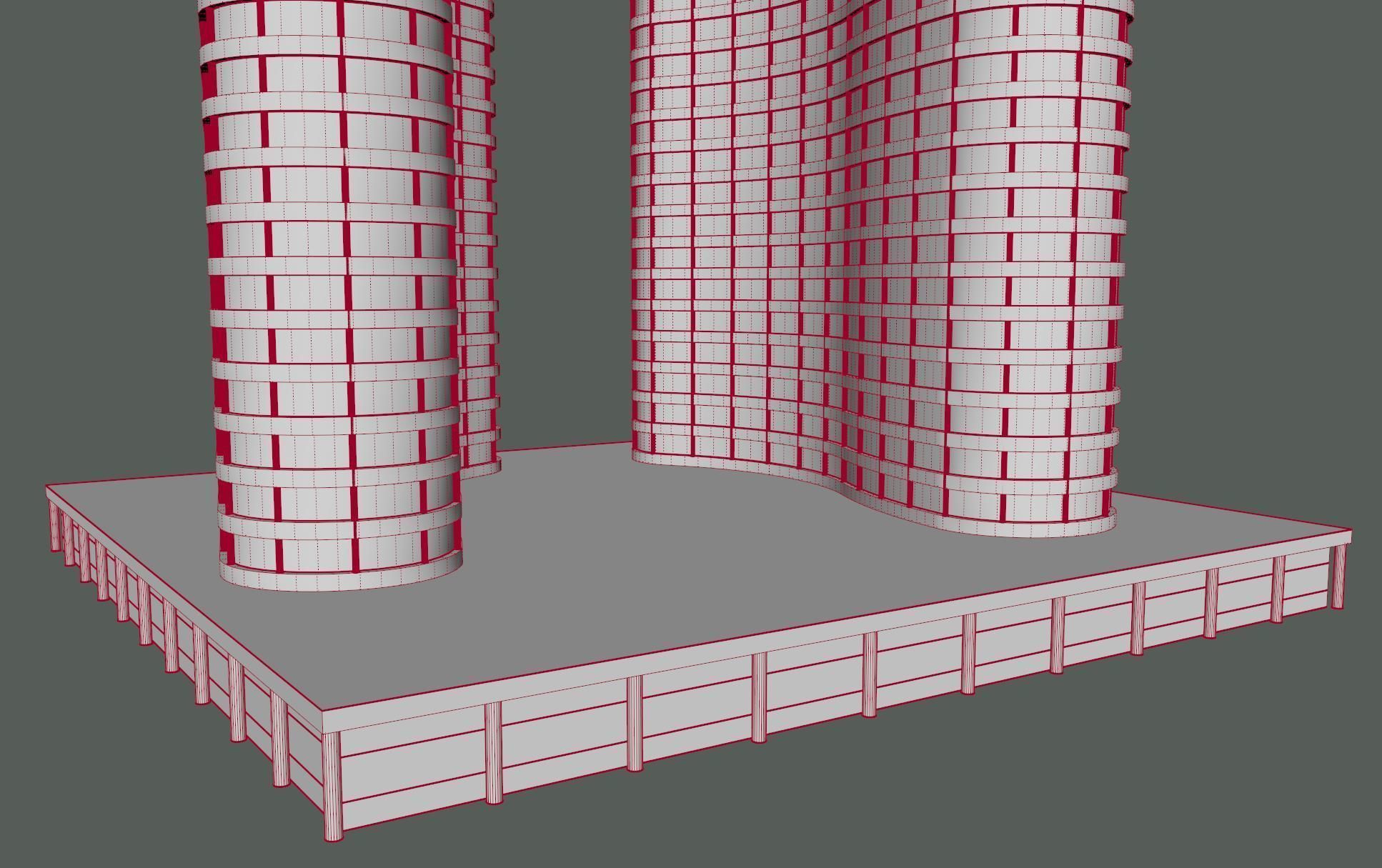 Skyscrapers Pack 7 modern commercial buildings 3D model_15