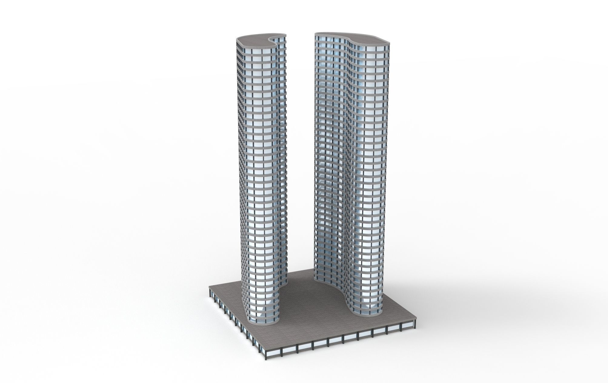 Skyscrapers Pack 7 modern commercial buildings 3D model_8