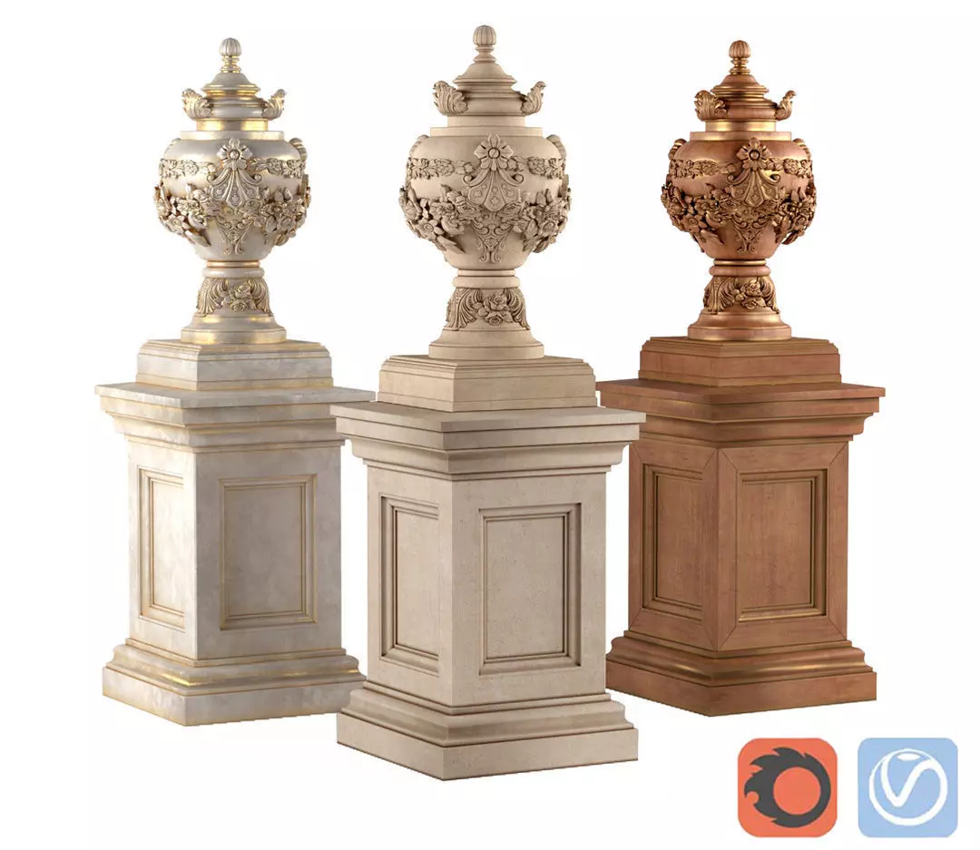 Classic vase for decoration of the facade and interior 3D model_0