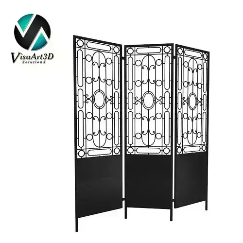 furniture 10 Three panel Metal Screen 3D model