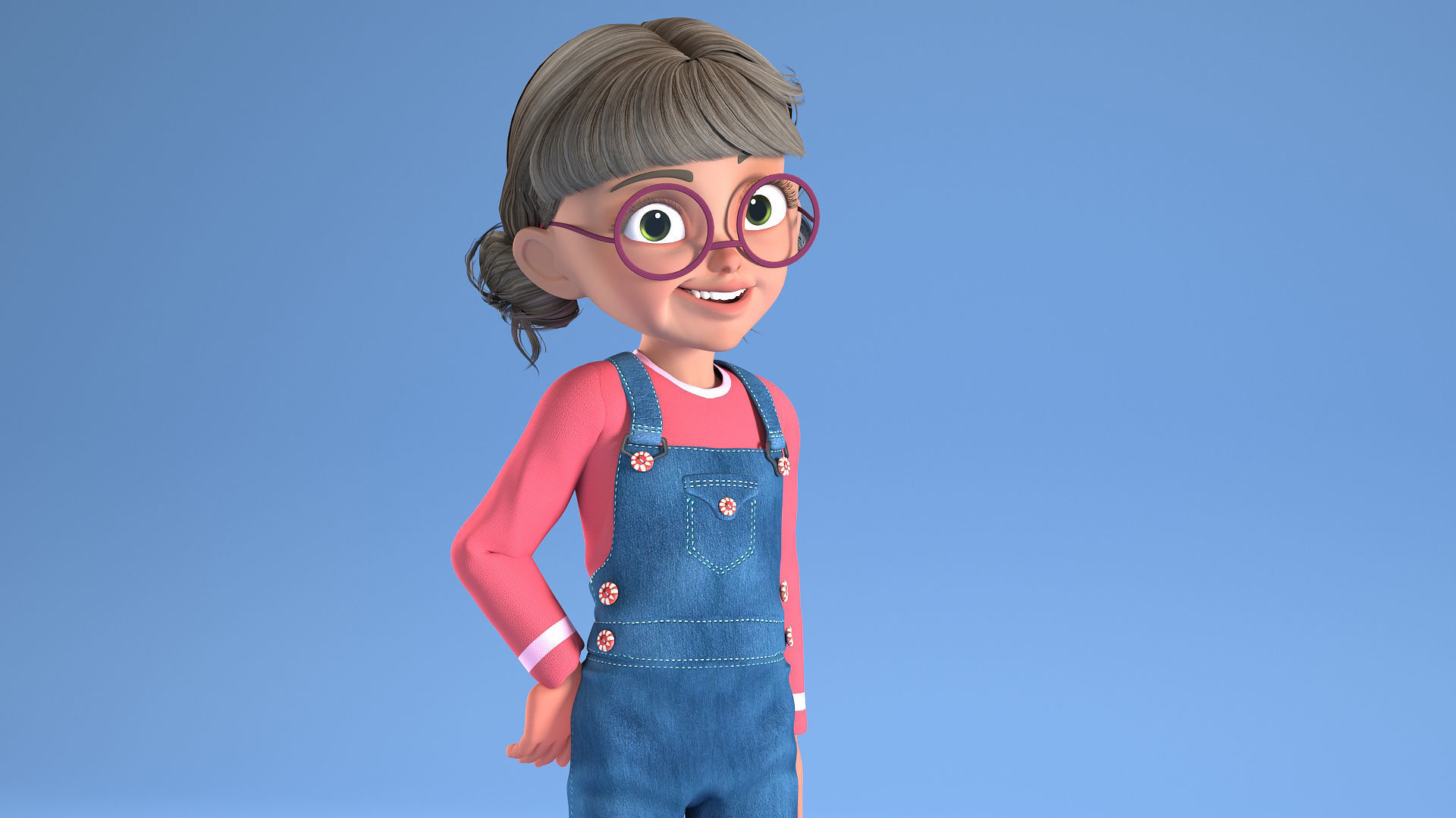 CARTOON GIRL - riggged child  3D model_16