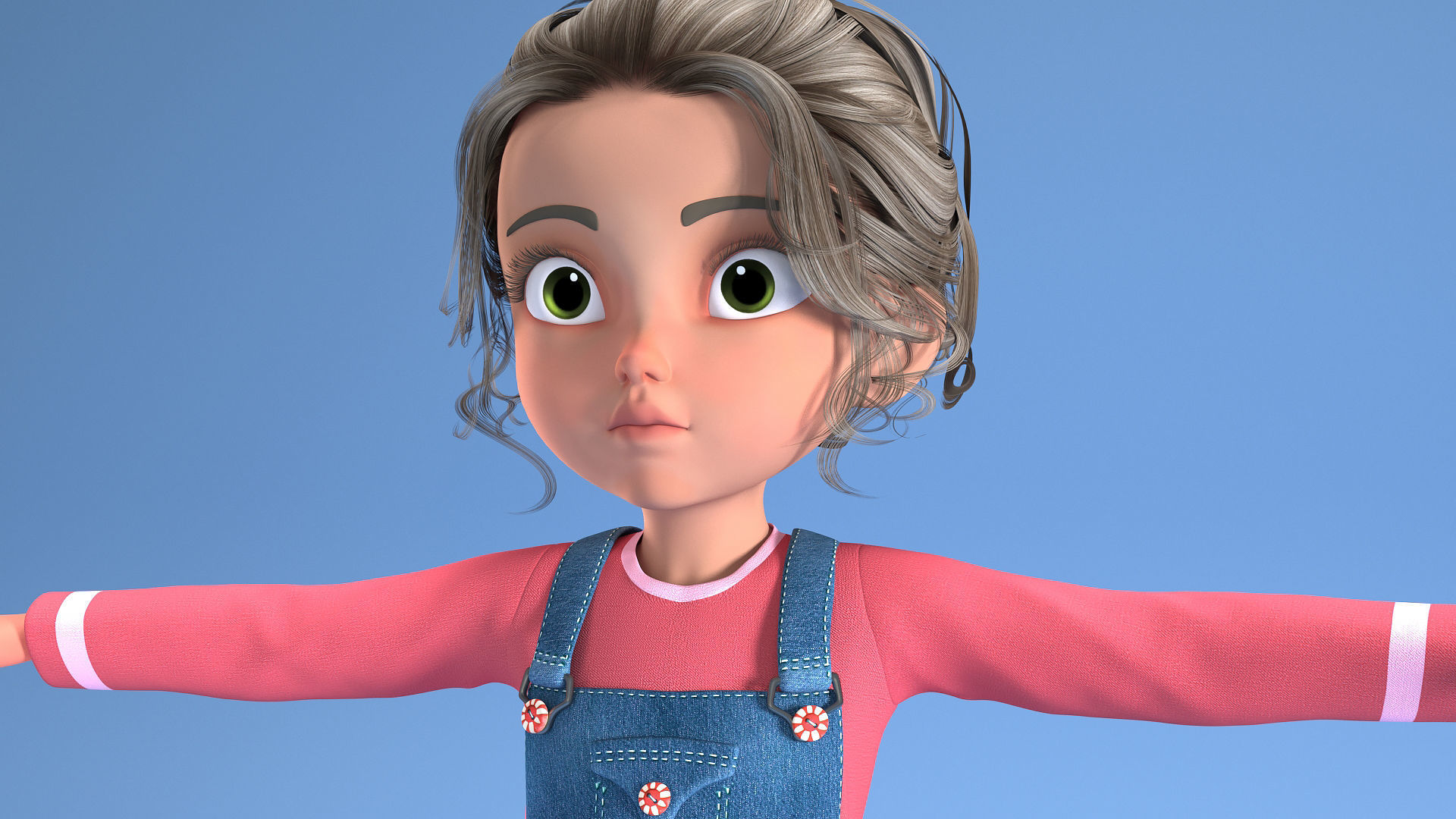 CARTOON GIRL - riggged child  3D model_8
