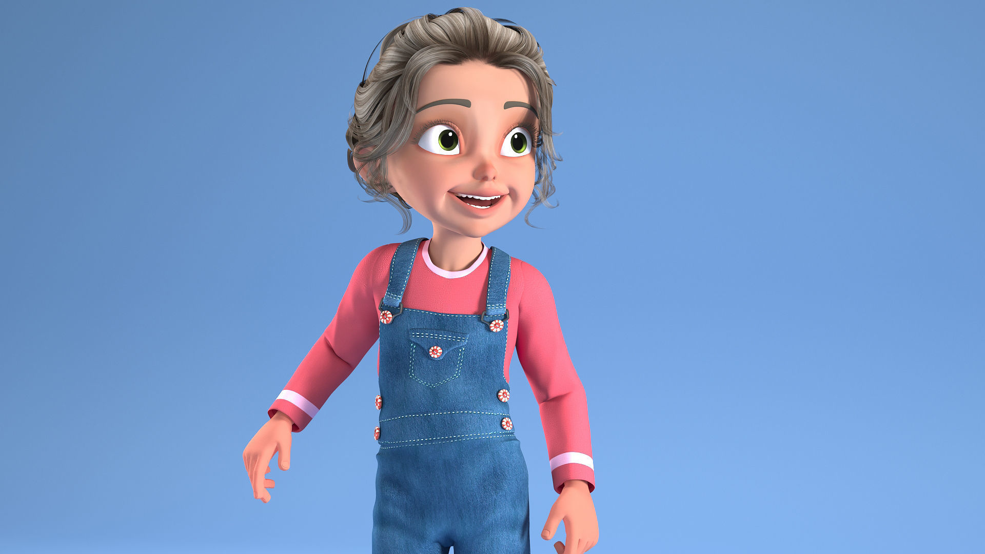 CARTOON GIRL - riggged child  3D model_9